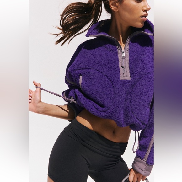 Free People Sweaters - NWT Free People Mountain High Half Zip Fleece in Dark Amethyst Purple Sz XS